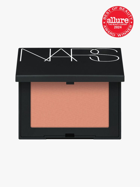 Nars Powder Blush in black with white accents on a light gray background with red Allure Best of Beauty seal in the top right corner